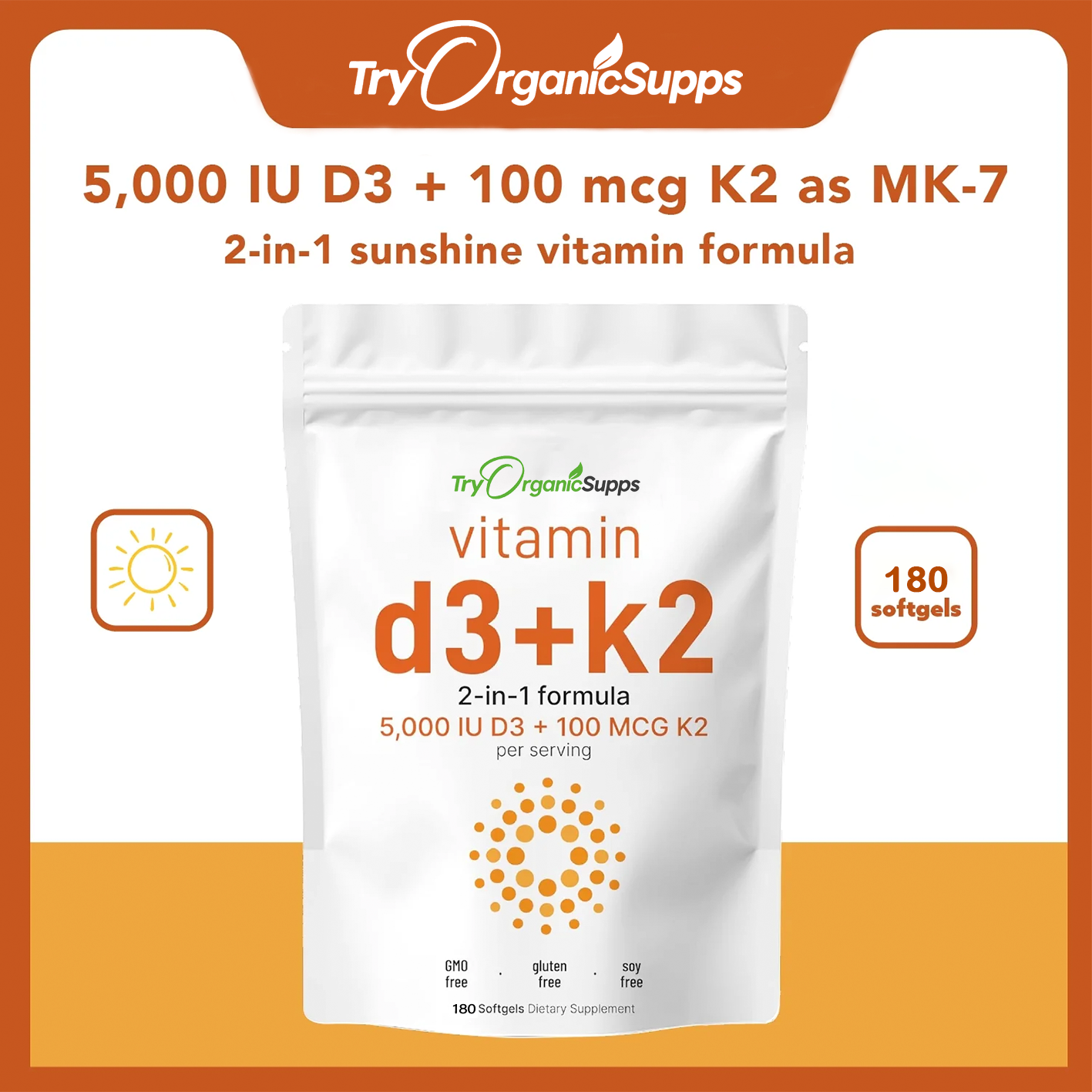 Vitamin D3+K2 300 Softgels 5000IU